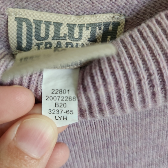 Duluth Trading Co Purple Wash-a-Wool Merino Tunic Sweater Size Medium - Picture 3 of 4